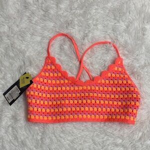 NWT Art Class Coral Crochet Youth Swim Girls Top Only L 10/12